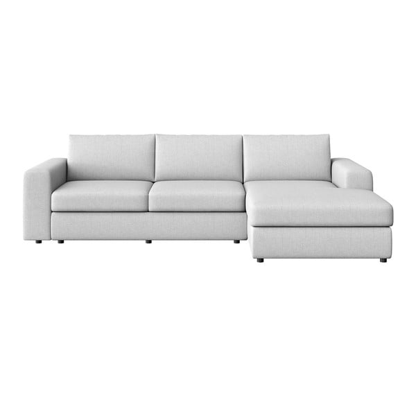 Šviesiai pilkos spalvos kampinė sofa (su dešiniuoju kampu/su gultu) Baga – Rodier