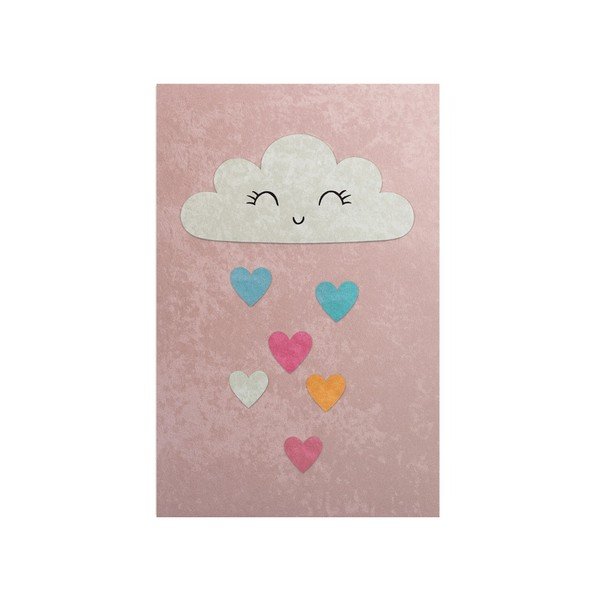 Skalbiamas rožinės spalvos vaikiškas kilimas 140x190 cm Clouds – Mila Home