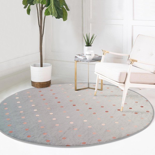 Skalbiamas/robotiniams dulkių siurbliams apvalios formos kilimas pilkos spalvos/vario spalvos ø 80 cm Comfort – Mila Home-image-3