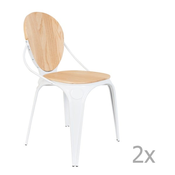 2 baltų "Zuiver Louix" kėdžių rinkinys