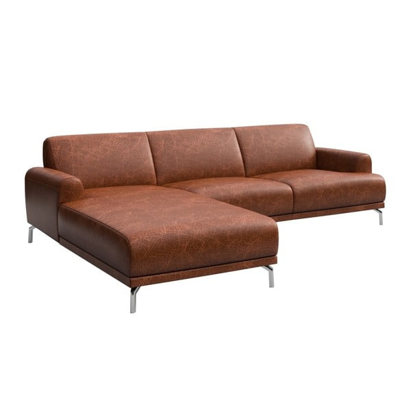 Ruda odinė kampinė sofa MESONICA Puzo, kairysis kampas-image-2