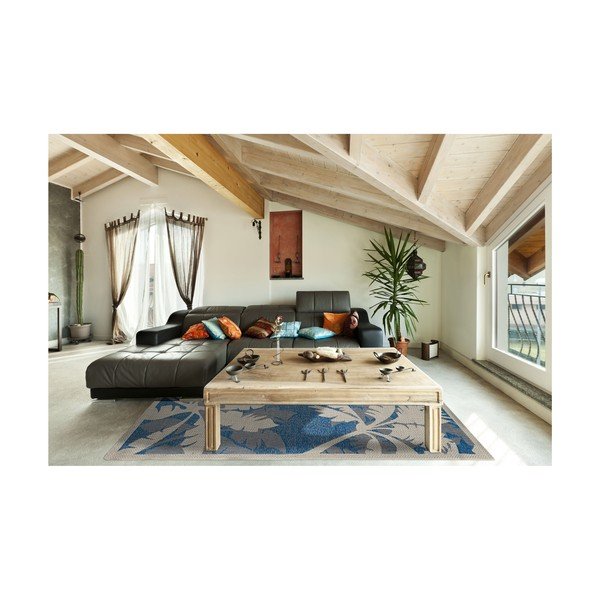 Mėlynai pilkas lauko kilimas Floorita Palms, 160 x 230 cm-image-3