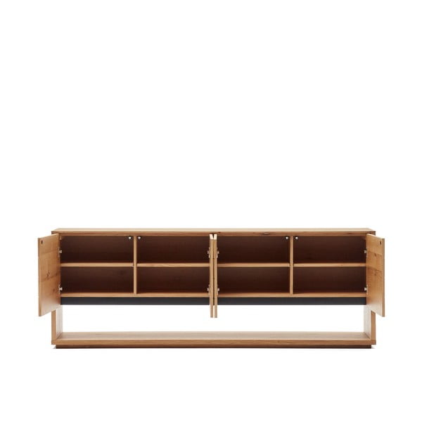 Žema šoninė spintelė natūralios spalvos iš ąžuolo 200x74 cm Alguema – Kave Home-image-2