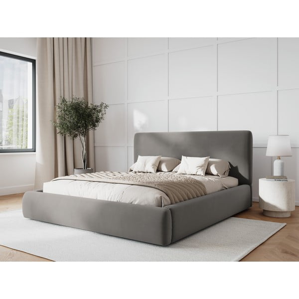 Dvigulė lova pilkos spalvos audiniu dengta su sandėliavimo vieta su lovos grotelėmis 140x200 cm Colonel – Cosmopolitan Design-image-1