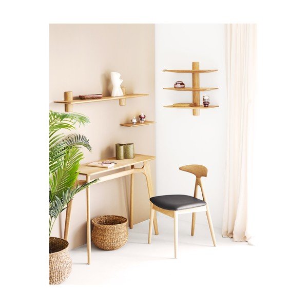 Juodos spalvos/natūralios spalvos iš ąžuolo masyvo valgomojo kėdė Lanuza – House Nordic-image-4