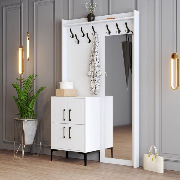 Baltas prieškambario komplektas Berlin - Kalune Design-image-2