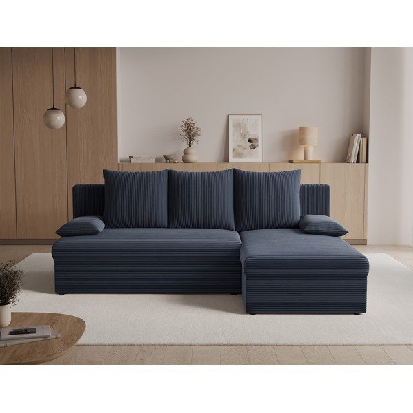 Pilkos spalvos sulankstoma/su sandėliavimo vieta kampinė sofa iš kordinio velveto Gino – ELTAP-image-3