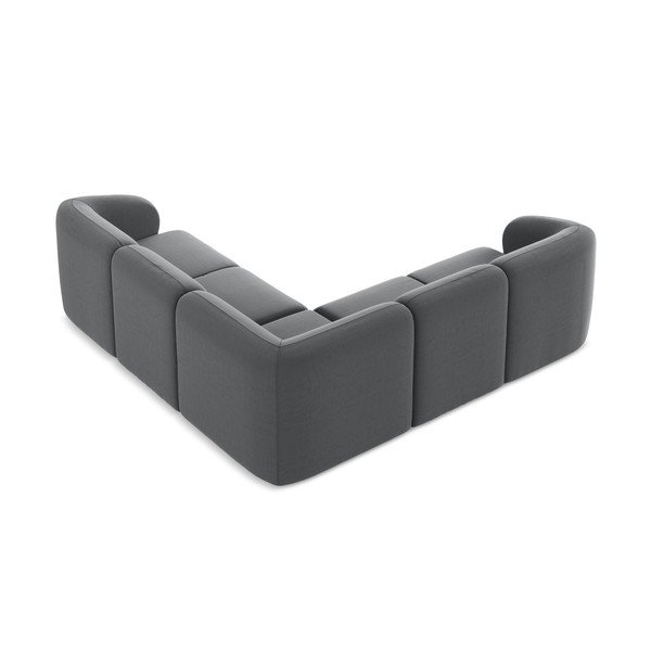 Pilkos spalvos kampinė sofa iš velveto Lani – Makamii-image-3
