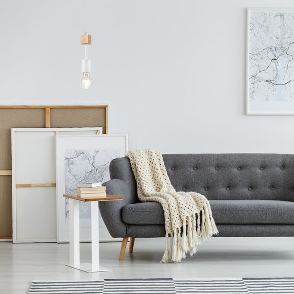 Kabantis šviestuvas baltos spalvos/natūralios spalvos ø 5 cm Orazio – LAMKUR-image-2