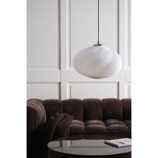 Baltos spalvos/sidabrinės spalvos kabantis šviestuvas iš opalinio stiklo su pritemdymo funkcija ø 50 cm Meringue – Jotex-image-2