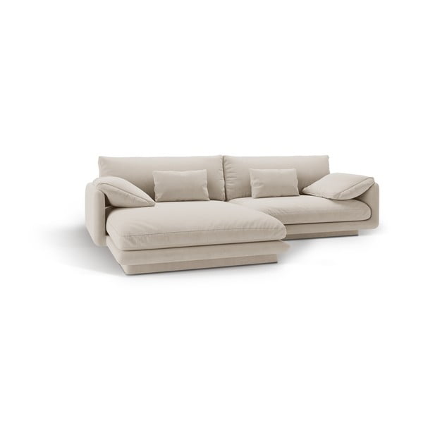Iš velveto kampinė sofa baltos spalvos (su kairiuoju kampu/su gultu) Torino – Micadoni -image-2