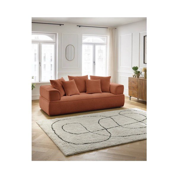 Terakotos spalvos iš šenilinio audinio sofa 237 cm Whesley – Bobochic Paris-image-1