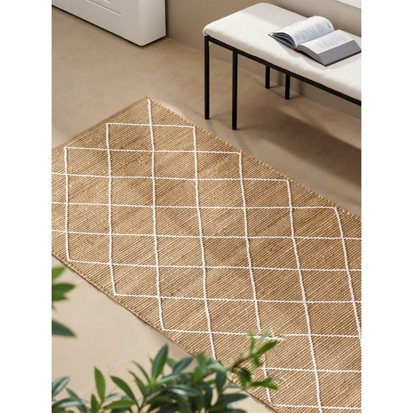 Rankų darbo iš džiuto kilimas natūralios spalvos 80x200 cm Kunu – Hanse Home-image-1
