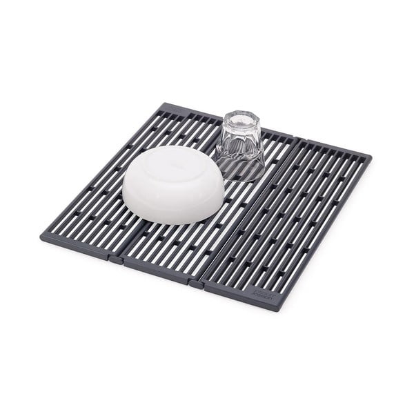 Reguliuojamos pilkos spalvos iš plastiko indų džiovyklės kriauklei 43x13 cm Platform – Joseph Joseph