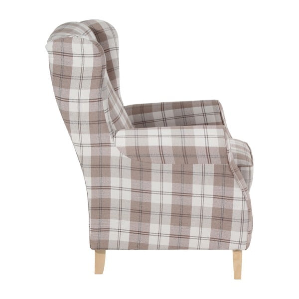 Languoto audinio krėslas Max Winzer Lorris Vintage Beige Checked Eared-image-2