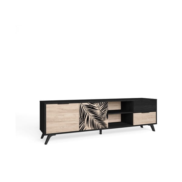 Juodos spalvos ąžuolinis TV staliukas 181x53 cm Palmera - Marckeric-image-2