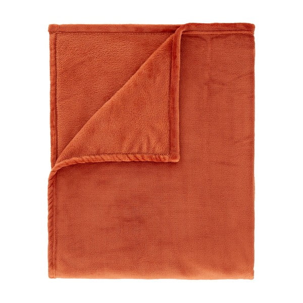 Lovatiesė oranžinės spalvos iš mikropliušo dvigulei lovai 200x240 cm Raschel – Catherine Lansfield-image-4