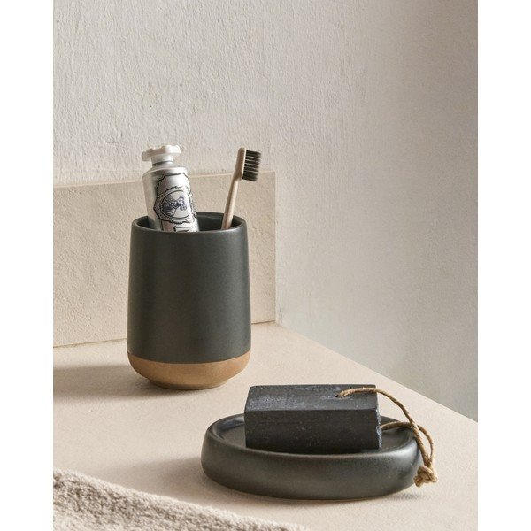 Tamsiai pilkos spalvos iš keramikos dantų šepetėlio indas Silma – Kave Home-image-1