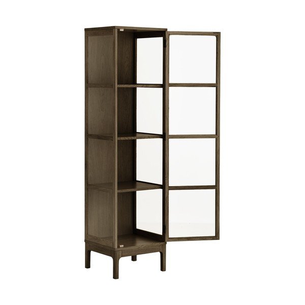 Tamsiai rudos spalvos vitrina iš ąžuolo 47x180x40 cm Zamora – House Nordic-image-3
