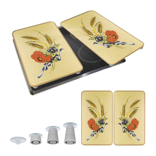 2 viryklių dangčiai iš grūdinto stiklo 52x30 cm Corn-Flowers - Maximex-image-2