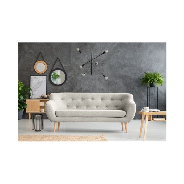 Kreminė trijų vietų sofa su šviesiomis kojelėmis Mazzini Sofas Sicile-image-1
