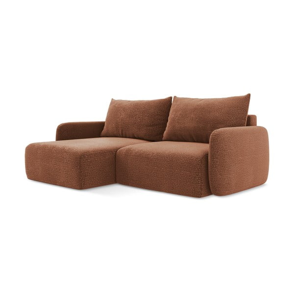 Raudonos plytų spalvos sulankstoma/su sandėliavimo vieta kampinė sofa (su kairiuoju kampu) Kalena – Makamii-image-3