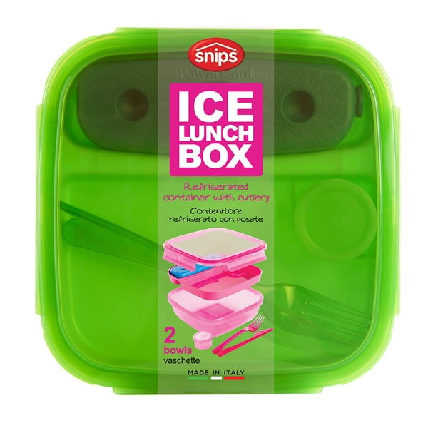 Žalia pietų dėžutė su stalo įrankiais ir šaldymo elementu Snips Lunch, 1,5 l-image-3