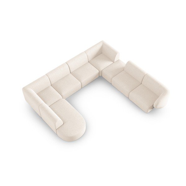 Smėlio spalvos iš šenilinio audinio kampinė sofa (su dešiniuoju kampu/„U“ formos) Paolo – Milo Casa-image-1