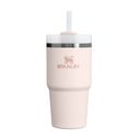 Šviesiai rožinės spalvos iš nerūdijančio plieno su šiaudeliu termosas 600 ml Quencher H2.0 FlowState Tumbler Rose Quartz – Stanley