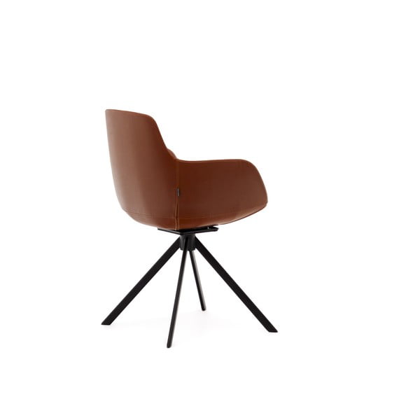 Konjako rudos spalvos iš audinio valgomojo kėdžių komplektas su porankiais 2 vnt. Tissiana – Kave Home-image-3