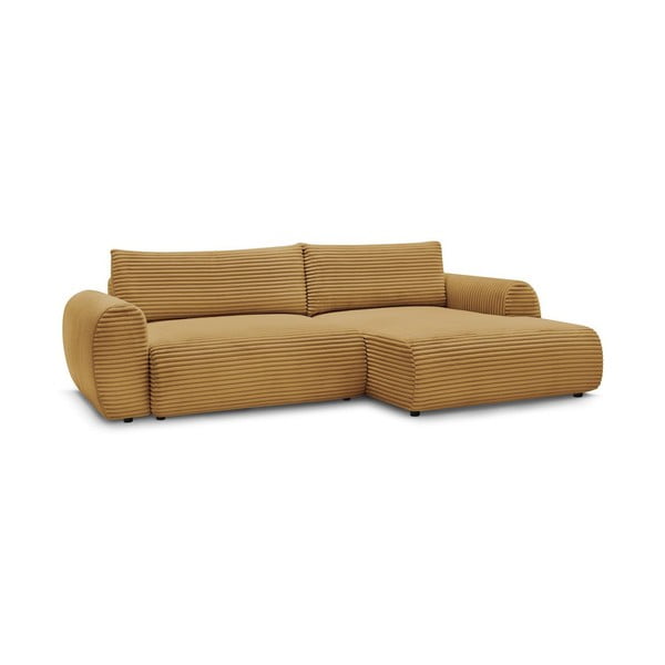 Iš kordinio velveto sulankstoma kampinė sofa garstyčių spalvos (su dešiniuoju kampu) Lucien – Bobochic Paris-image-3