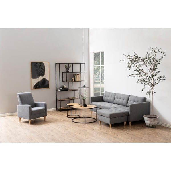 Knygų spinta  juodos spalvos/natūralios spalvos iš ąžuolo 114x185 cm Seaford – Actona-image-4