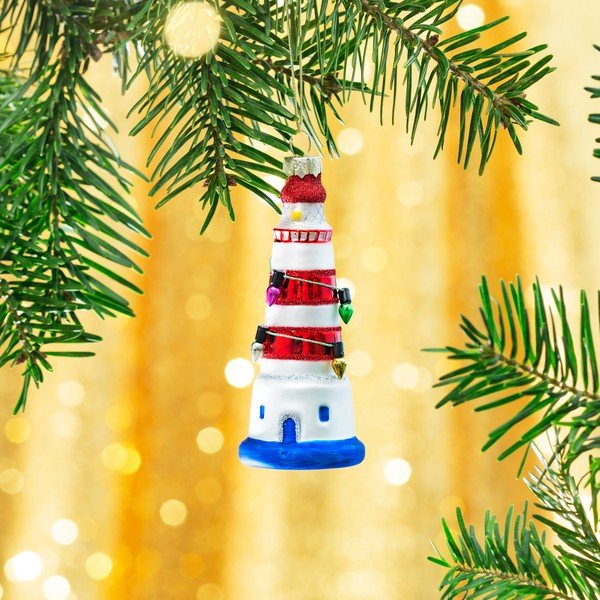 Iš stiklo eglutės papuošimas Lighthouse – Sass & Belle-image-1