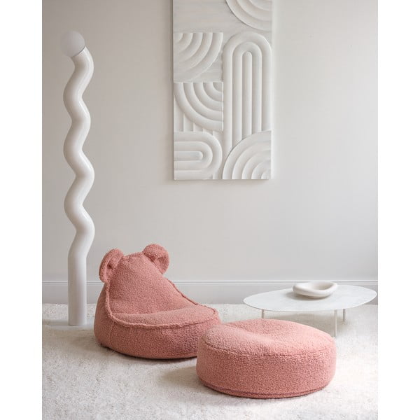 Rožinės spalvos iš boucle vaikiškas sėdmaišis Round – Wigiwama-image-4