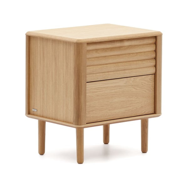 Naktinis staliukas natūralios spalvos iš ąžuolo Lenon – Kave Home-image-2