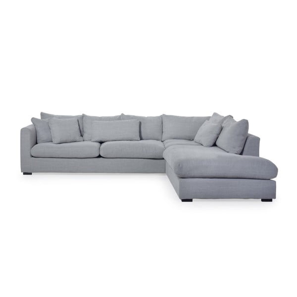 Šviesiai pilka kampinė sofa su šezlongu dešinėje pusėje "Scandic Comfy