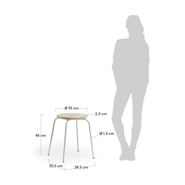 Balta metalinė kėdė su mango medienos sėdyne Kave Home Nax-image-2