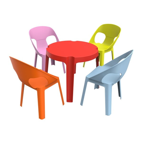 Vaikiškas sodo komplektas - 1 raudonas stalas ir 4 kėdės "Resol Julieta