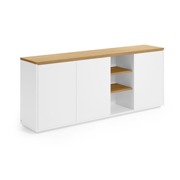 Baltos spalvos šoninė spintelė iš ąžuolo 180x75x36 cm Abilen – Kave Home