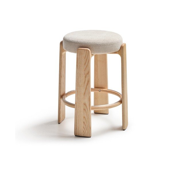 Smėlio spalvos/šviesios natūralios spalvos iš uosio masyvo baro taburetė (sėdynės aukštis 65 cm) Granite – Kave Home