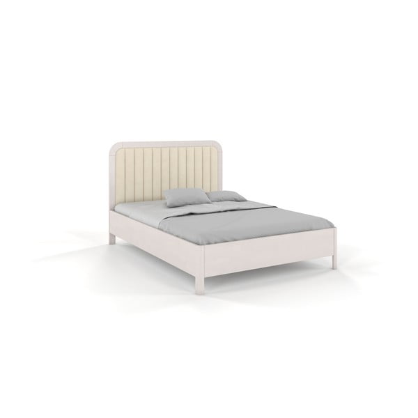 Iš buko masyvo dvigulė lova baltos spalvos/smėlio spalvos 160x200 cm Modena – Skandica