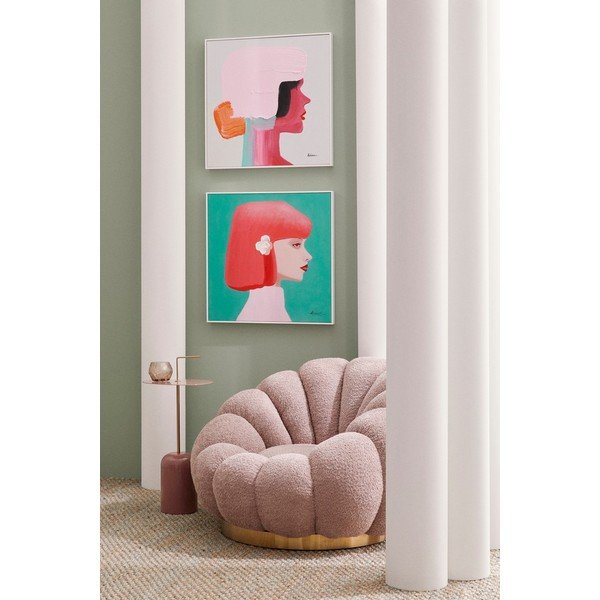 Rožinės spalvos pasukamas krėslas iš boucle Florel – Bizzotto-image-1