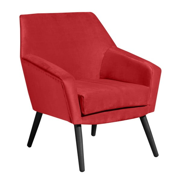 Raudono aksomo fotelis su juodomis kojomis "Max Winzer Alegro