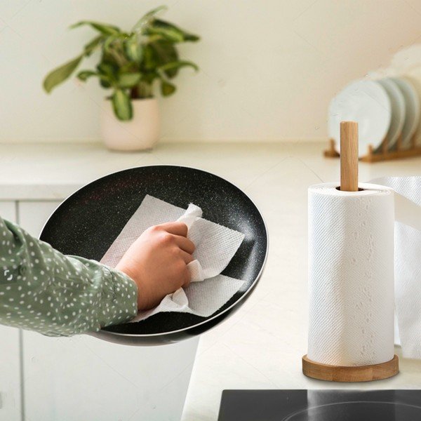 Natūralios spalvos iš medienos popierinio rankšluosčio stovas ø 12 cm Soka – Premier Housewares-image-1