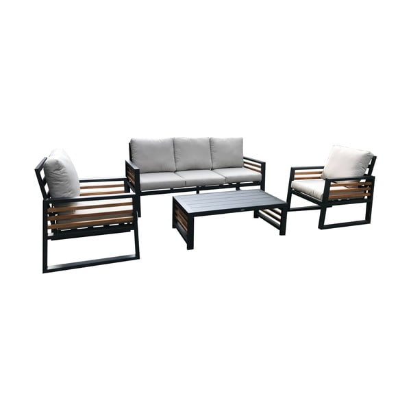 Sodo poilsio baldų komplektas iš aliuminio pilkos spalvos 5 žmonėms Colmar – Rojaplast-image-1