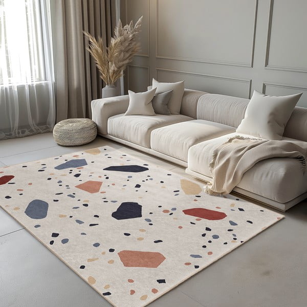 Skalbiamas kreminės spalvos kilimas 80x150 cm Cracked Terrazzo – Mila Home-image-1