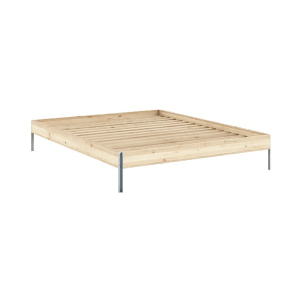 Iš pušies masyvo dvigulė lova natūralios spalvos su lovos grotelėmis 160x200 cm Core – Karup Design