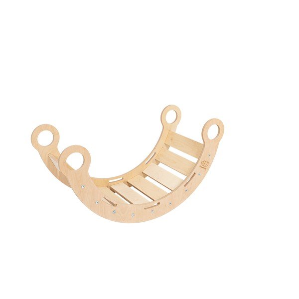 Natūralios spalvos iš pušies masyvo supamoji lenta 39x75x38 cm Montessori – Meowbaby
