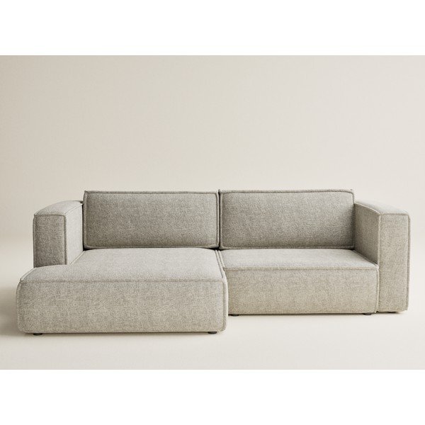 Smėlio spalvos sulankstoma/su sandėliavimo vieta kampinė sofa iš šenilinio audinio (su kairiuoju kampu/su gultu) Velto – Maison de Rêve-image-2