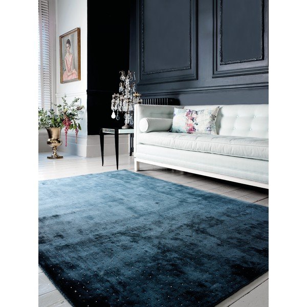 Tamsiai mėlynas rankomis austas kilimas Flair Rugs Swarowski, 160 x 230 cm-image-3